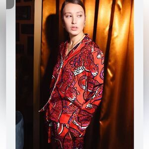 Aerie Red and Purple Cheetah Top 100% Satin